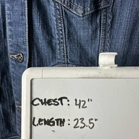 Chico's Platinum Stylish Stretch Denim Blue Jean Jacket Sz3 - Picture 8 of 8